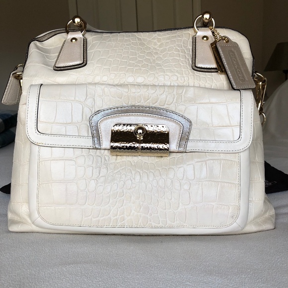 Coach Limited Edition White Leather Alligator Embossed Bag - Picture 1 of 10
